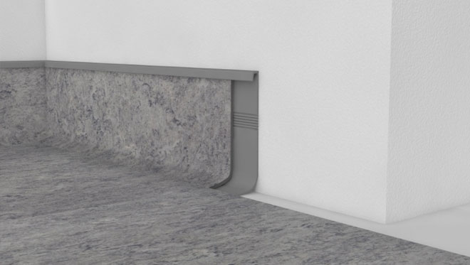 
Монтаж линолеума с заходом на стену – практичный вариант настила для ванной комнаты.
